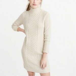 Abercrombie & Fitch Cream Cable Knit Dress